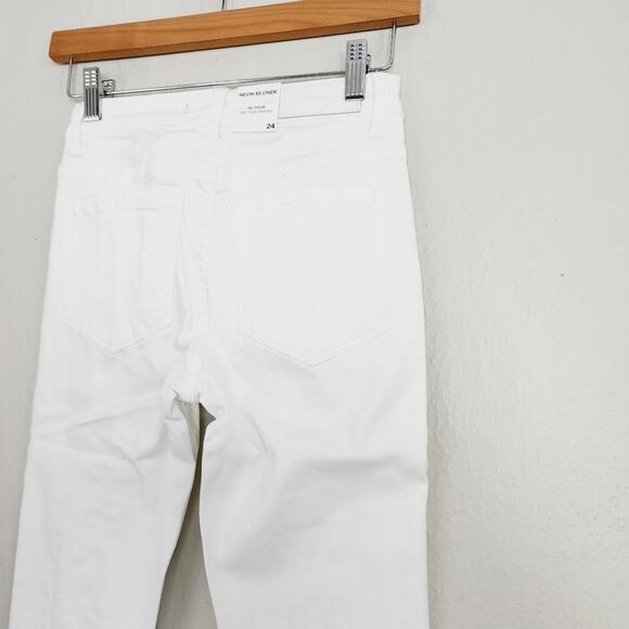 Neon Blonde Blondie Tie-Up Skinny Jeans White Denim Lace-Up Velvet Revolve 24 - Picture 6 of 9